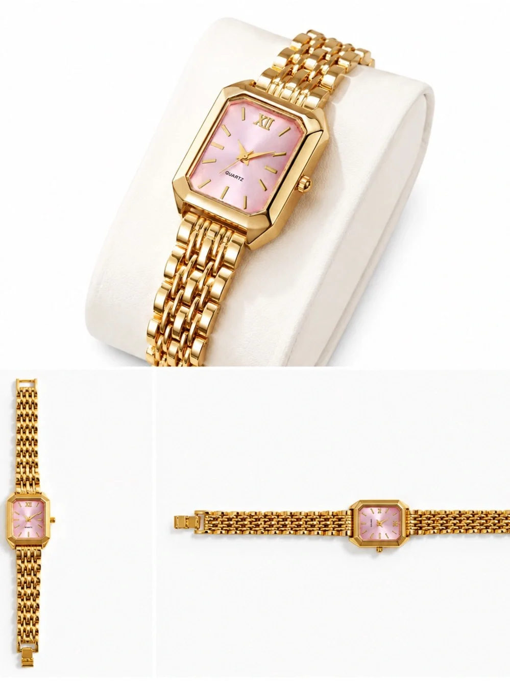 Gold-Tone Women's Bracelet Watch with Pink Dial